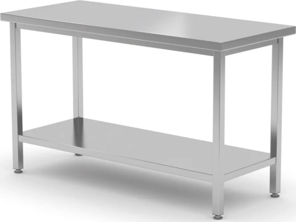 Hendi Arbeitstisch mit Stahlplatte und mittlerem Regal, 120 x 70 x 85 cm – Hendi 810712