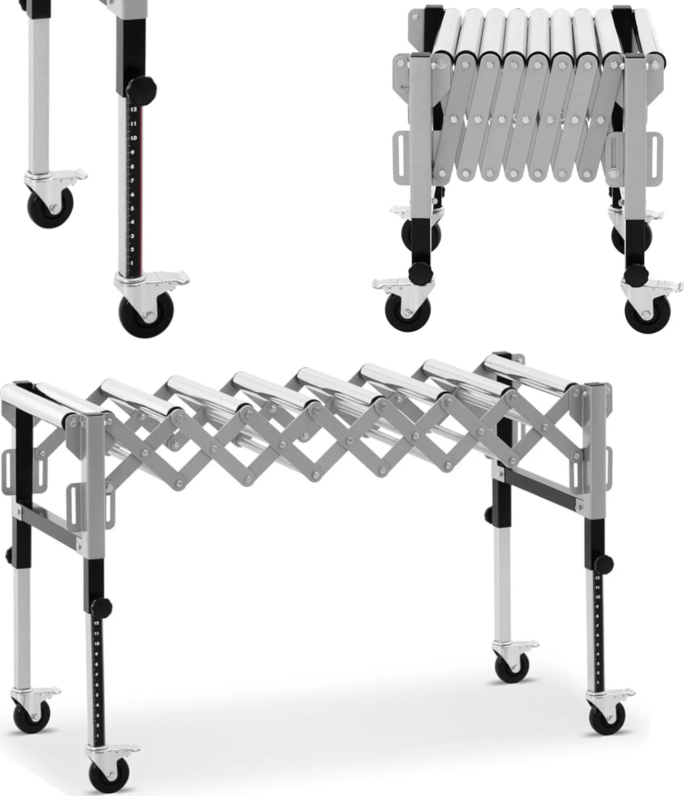 MSW Klappbarer Transportrollentisch, 9 Rollen, bis 130 kg, 145 x 59 x 96 cm Klappbarer Transportrollentisch, 9