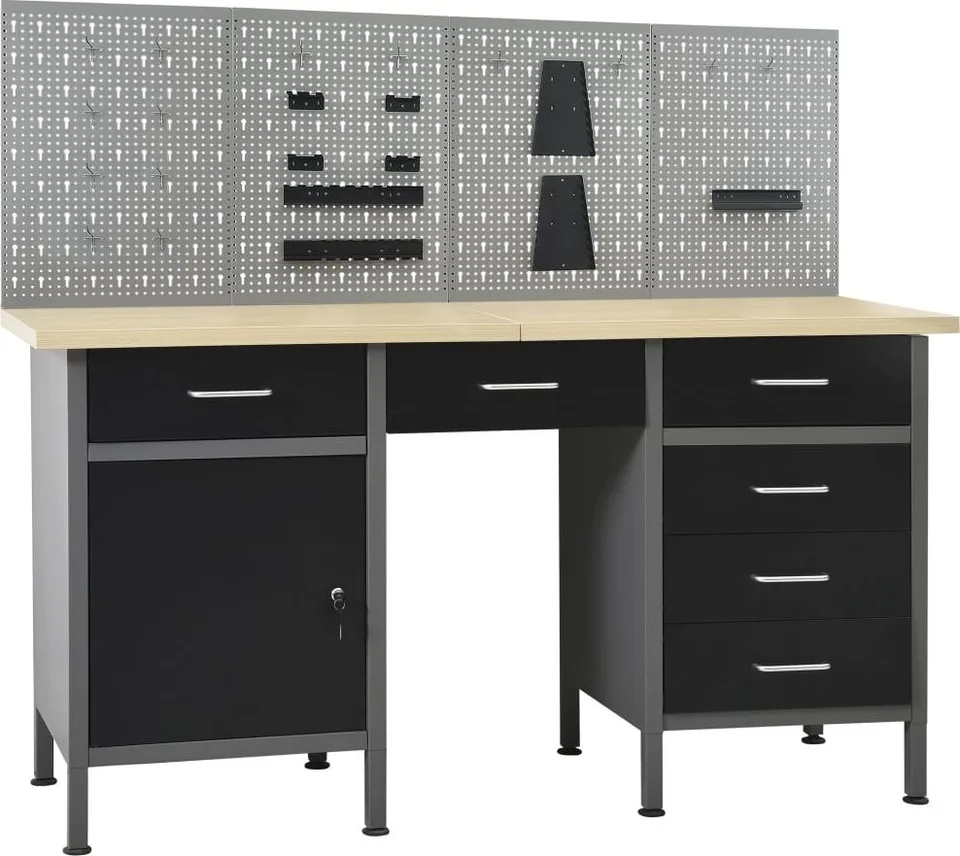 vidaXL Arbeitstisch mit 4 Wandpaneelen
