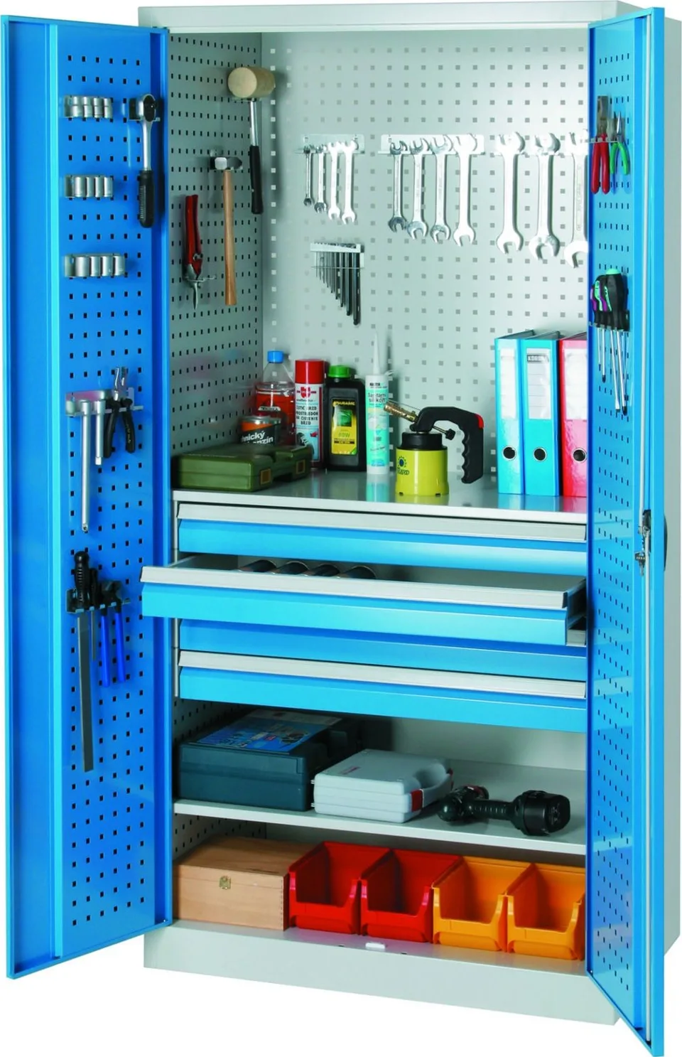 Meva Geschweißter Werkstattschrank mit Werkzeugschubladen 95 x 60 x 195 cm
