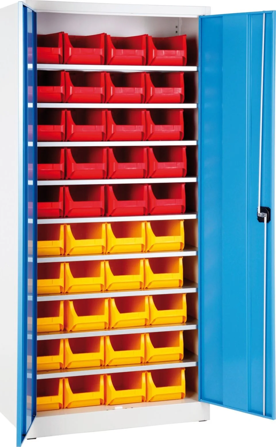 Meva Schweißschrank mit Behältern für Schrauben und Kleinteile, 95 x 40 x 195 cm, 50-teiliges Set
