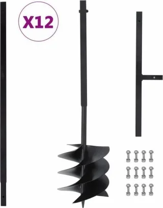 vidaXL Erdbohrer mit Griff, 250 mm, ausziehbar, 12 m, Stahl