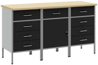 3-teiliges Arbeitsschrankset von vidaXL in Schwarz und Grau aus Verbundholz und Stahl