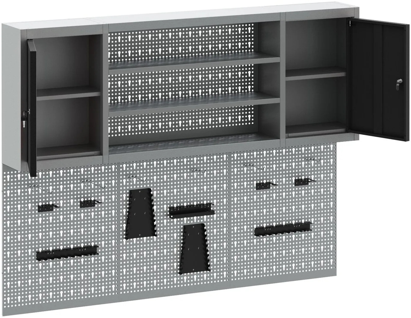 vidaXL Werkzeugschrank-Set, 6-teilig, schwarz und grau, Stahl