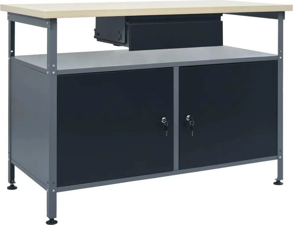 vidaXL Arbeitstisch, schwarz, 120 x 60 x 85 cm, Stahl