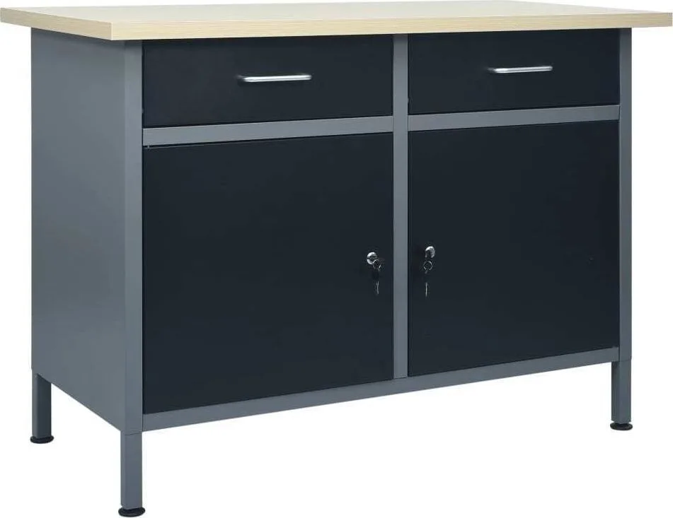 vidaXL Arbeitstisch, schwarz, 120 x 60 x 85 cm, Stahl