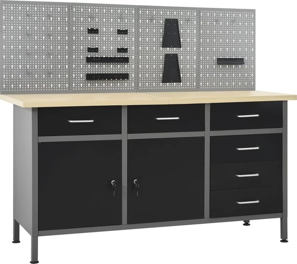 vidaXL Arbeitstisch mit 4 Wandpaneelen