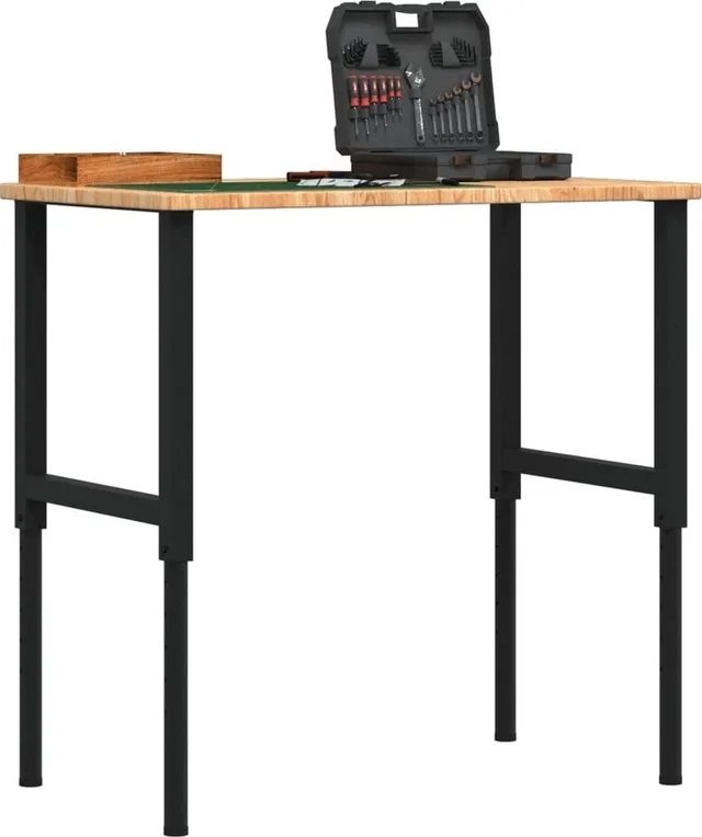 vidaXL vidaXL Arbeitstisch, hellbraun, 100 x 60 x (71,5–98) cm, Eichenholz