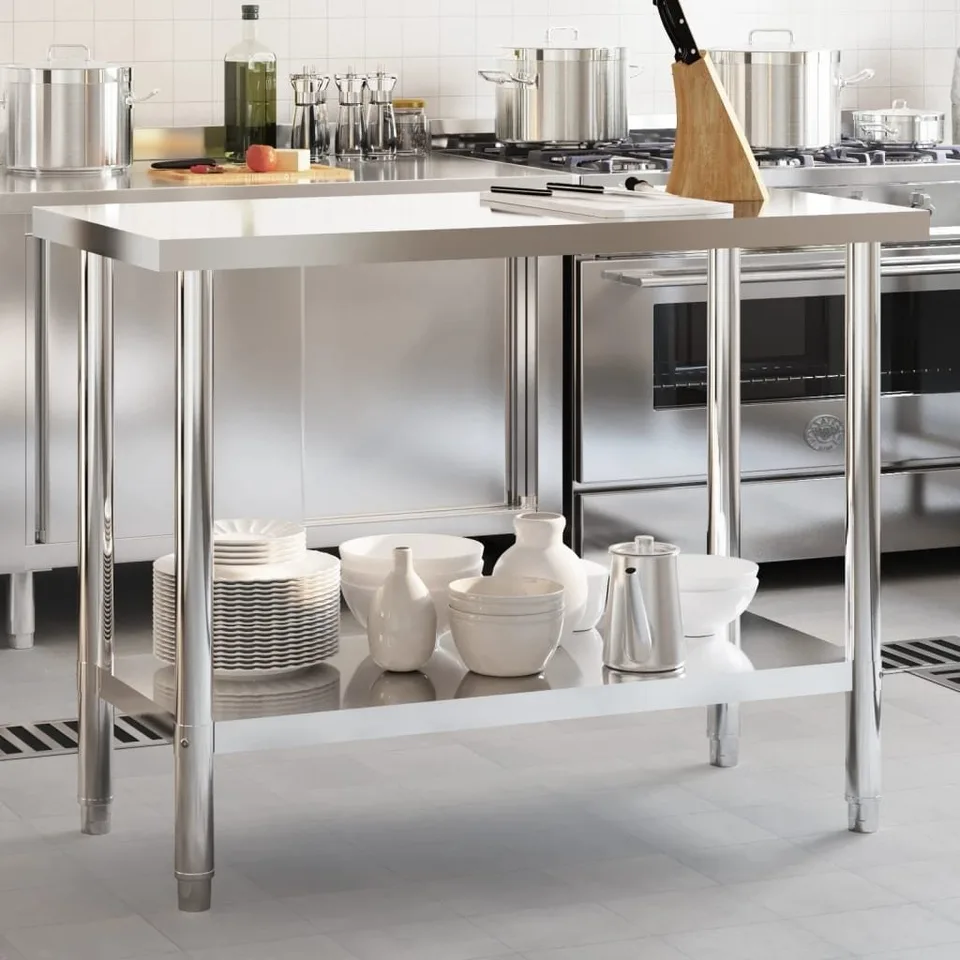 vidaXL Küchentisch, 110 x 55 x 85 cm, Edelstahl