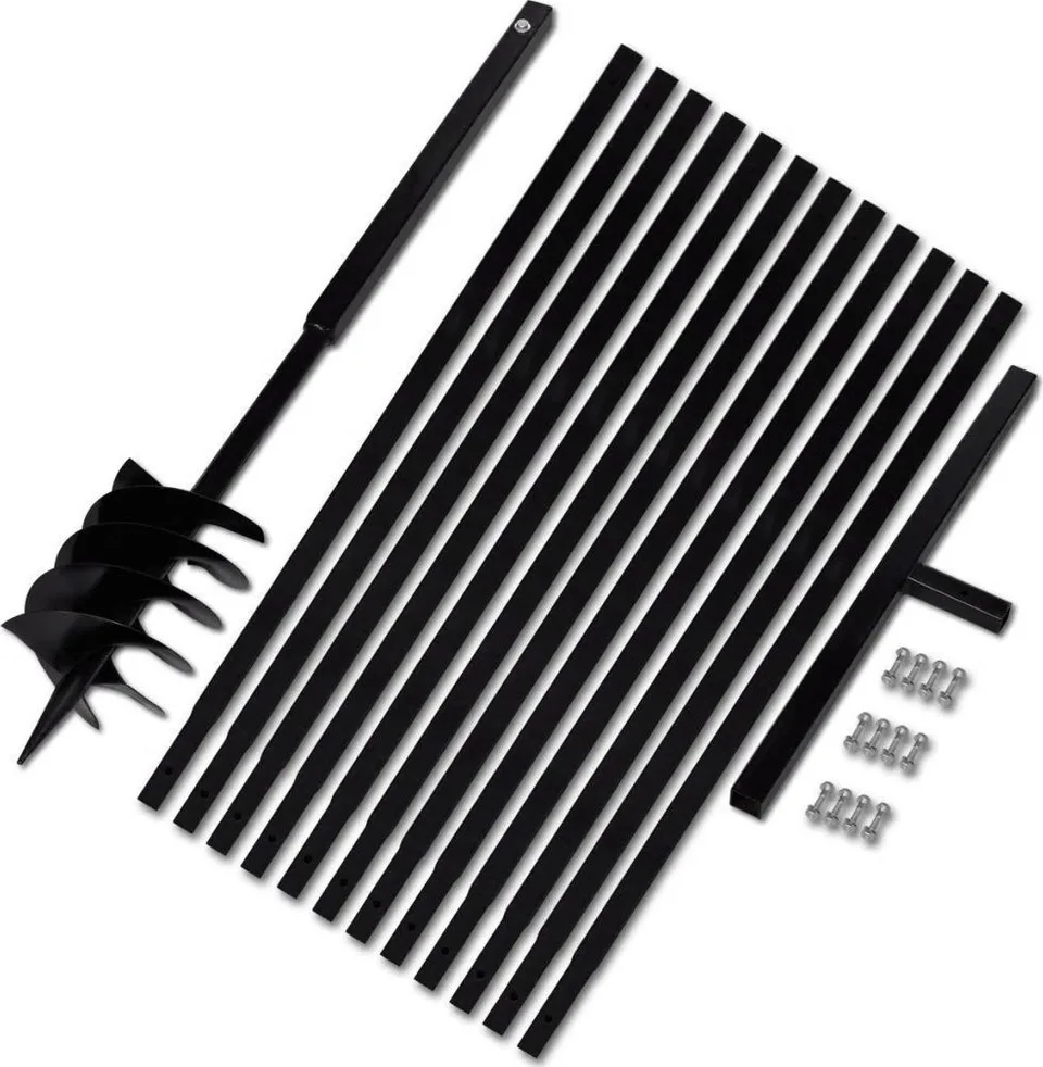 vidaXL Erdbohrer mit Griff und 5 m Verlängerungsrohr, 180 mm, Stahl