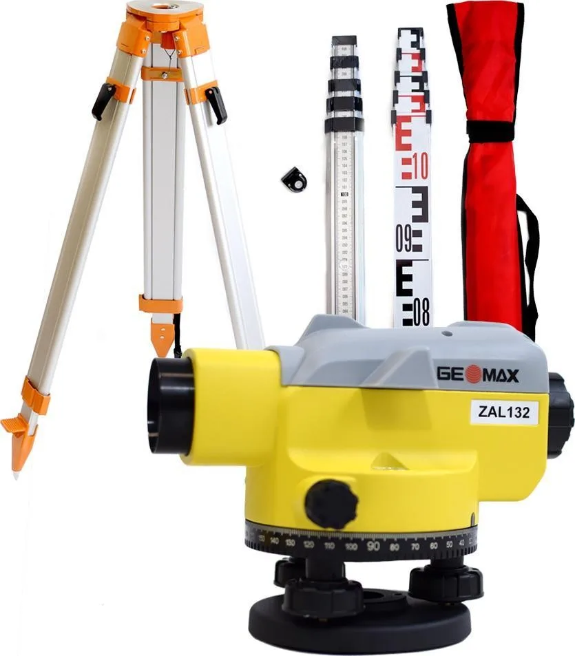 GeoMax Optisches Nivelliergerät GeoMax ZAL132 mit 5-m-Messlatte und Stativ