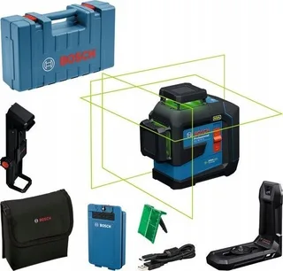 BOSCH.PLANE LASER GLL 80-33 G GREEN USB-C 1x BA 3,7 V 3,0 Ah XL + GRIFF LB 10 + KLEMME DK 20 KOFFER
