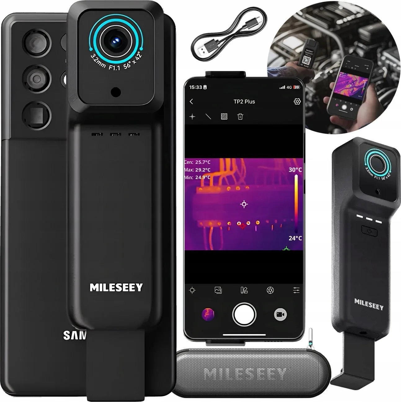 Wärmebildkamera mit WLAN, Android-, iPhone- und iOS-App, 256 × 192, 25 Hz, -20 bis 550 °C