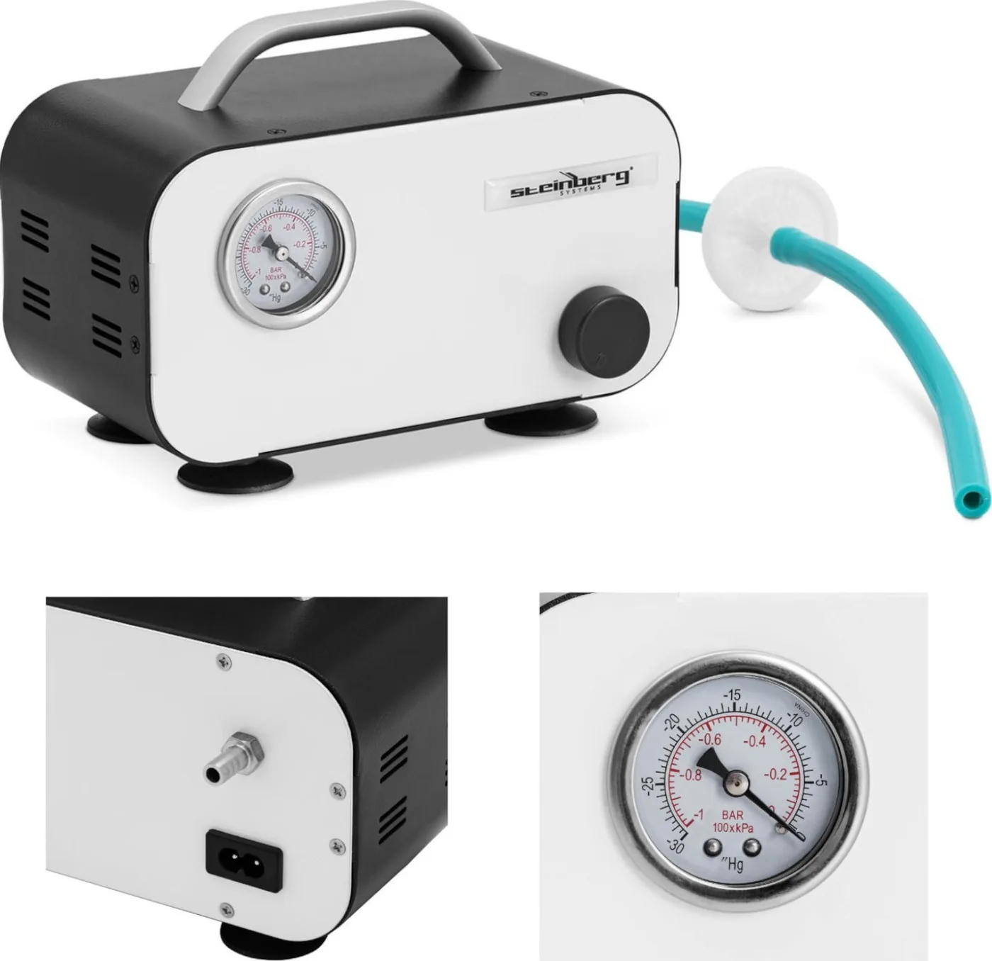 Steinberg Ölfreie Labor-Vakuumpumpe mit Manometer, 15 l/min, 30 W Ölfreie Labor-Vakuumpumpe mit Manometer