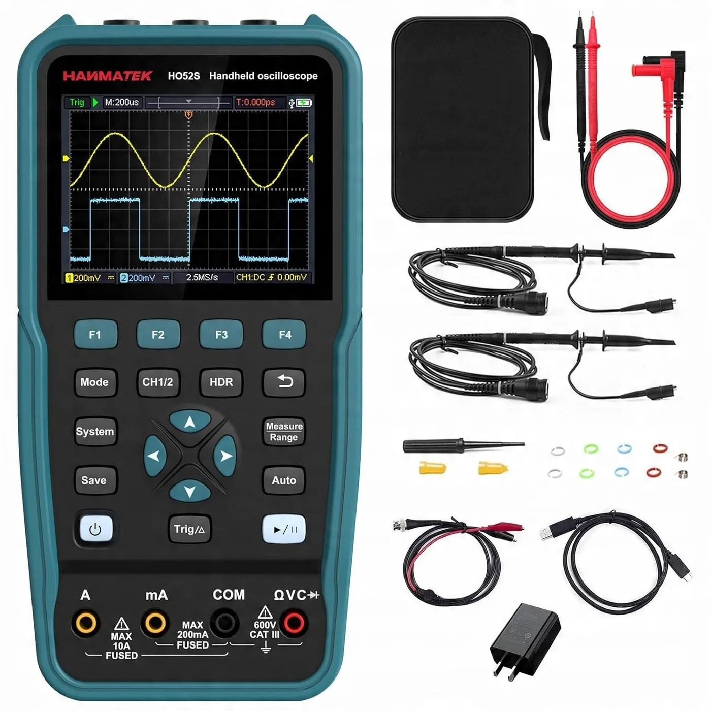 HANMATEK HO52S 3-in-1-Oszilloskop, 50 MHz, 2 Kanäle, 3,5 Zoll, neu