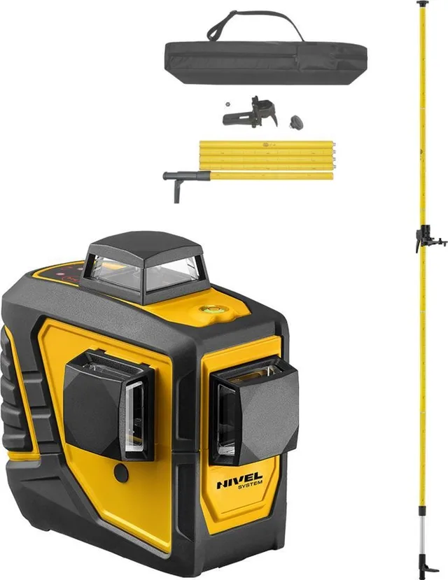 Nivel System Kreuzlinienlaser Nivel System CL3D-G 3x 360 (grüner Strahl) mit Spreizstange LP-33
