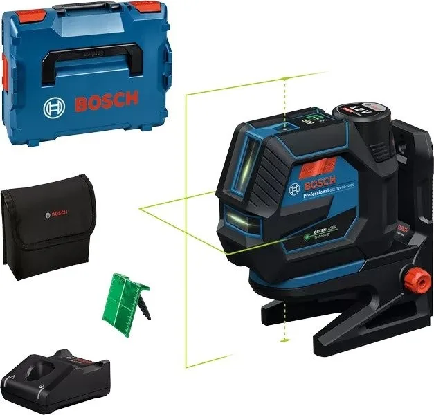 BOSCH LASER GCL 12V-50-22 CG GRÜN + HALTERUNG RM 20 + ADAPTER AA 1 1x2,0 Ah