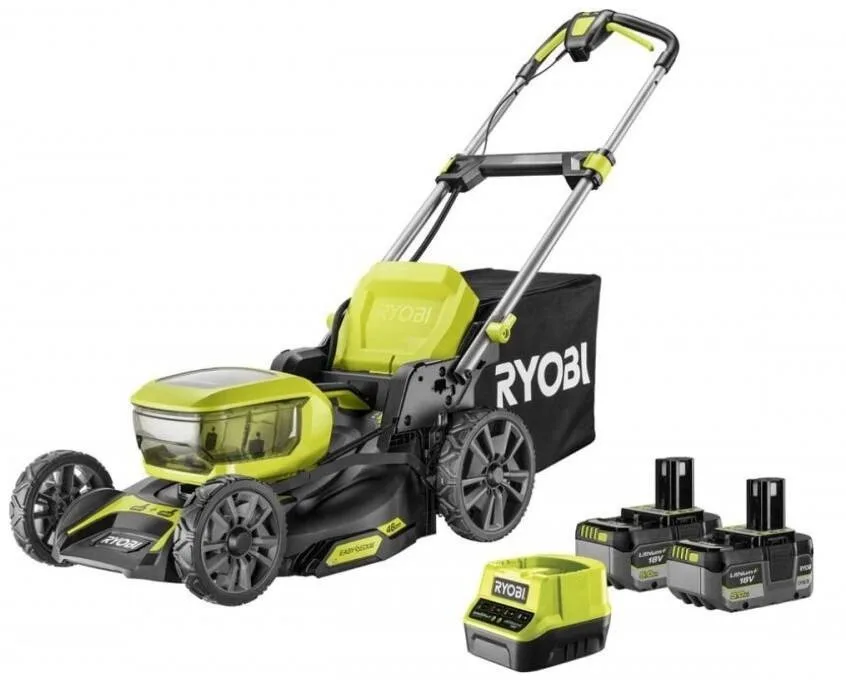 Akku-Rasenmäher RYOBI ONE+ RY18LMX46A-250, 18 V, 2 x 5,0 Ah, 46 cm, 55 l
