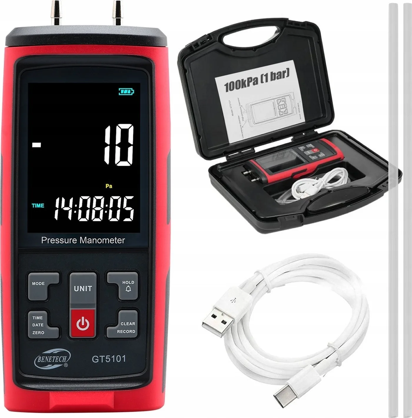 Differenzdruckmesser Druckmessgerät Unterdruckprüfer PC-Anwendung 1 bar