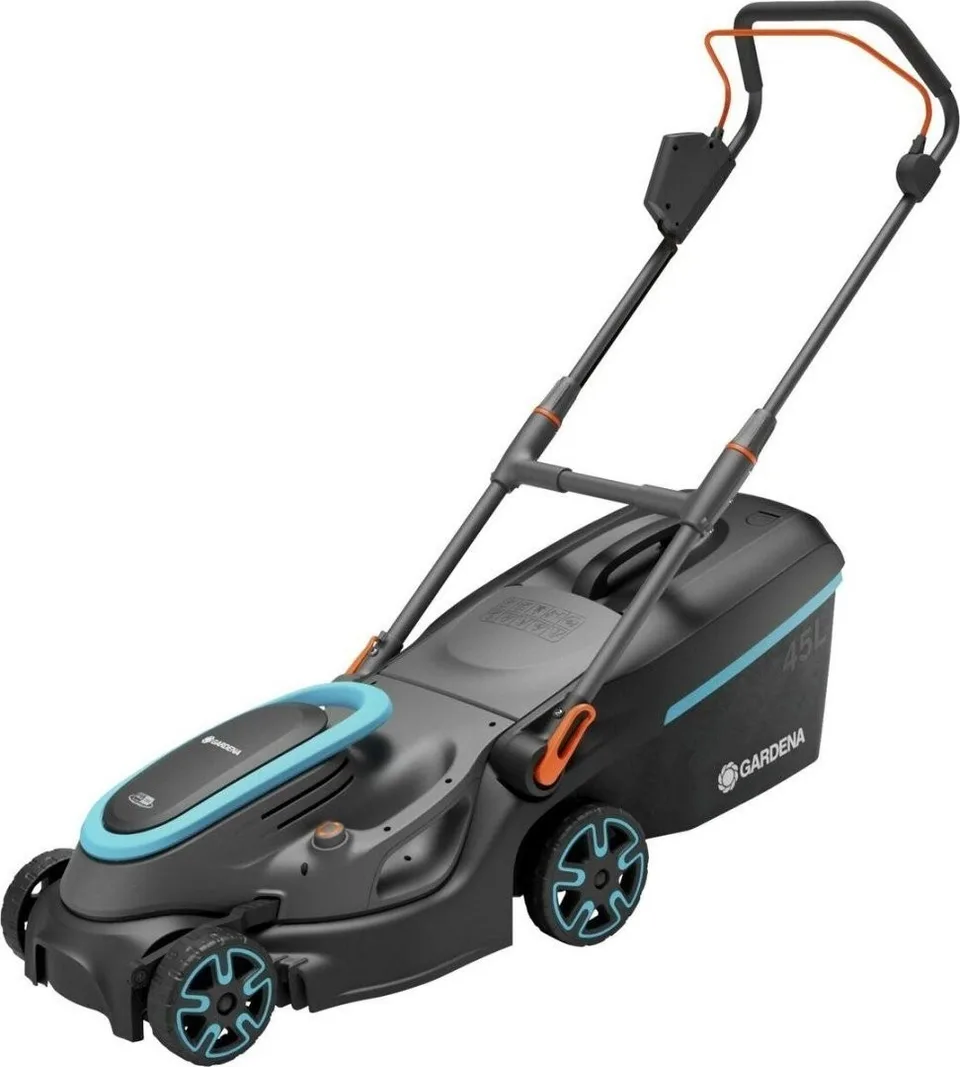 Akku-Rasenmäher Gardena GARDENA Cordless Lawnmower PowerMax 37/36V P4A Ready-To-Use Set, 36 V (2×18 V) (schwarz/grau, 2× Li-I