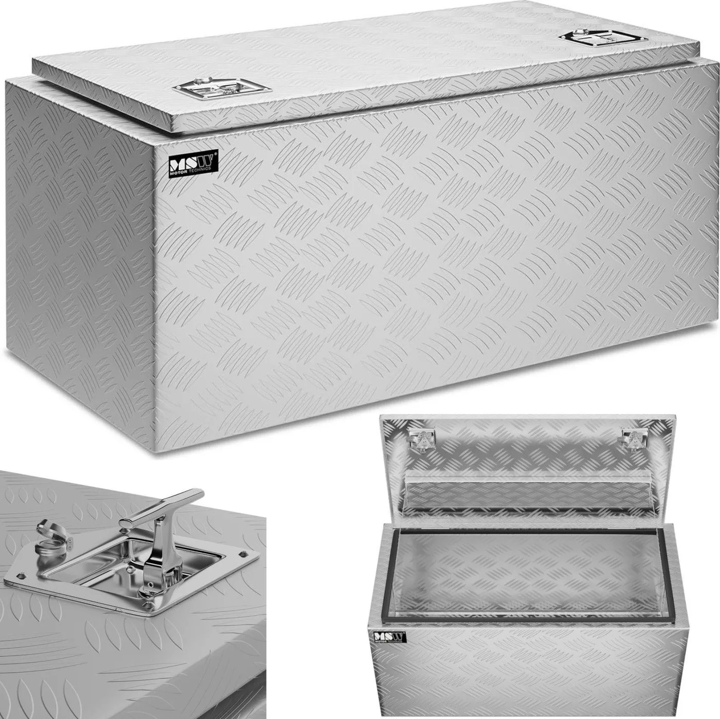 MSW Transport-Werkzeugkasten aus Aluminium, abschließbar, 119 l, 91 x 45 x 44,5 cm Aluminium-Transport-Werkzeugkasten