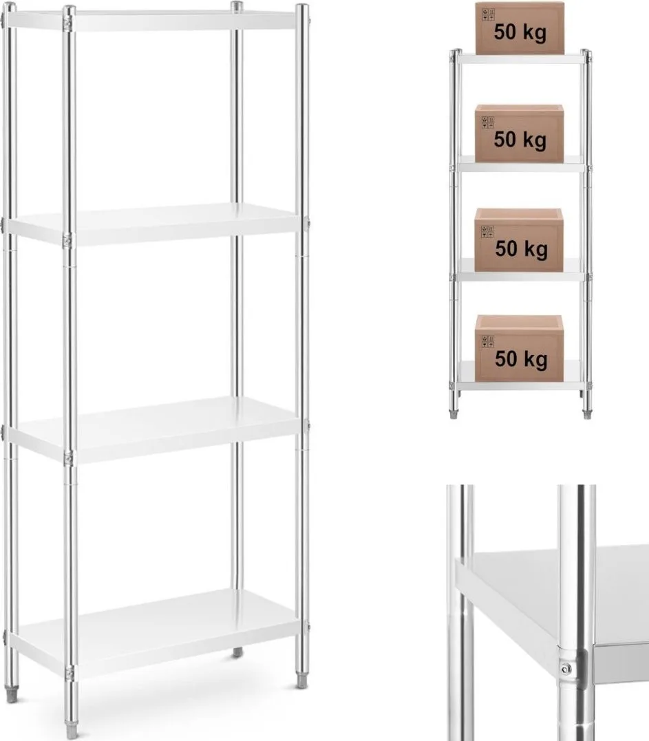 Royal Catering Metallregal für die Gastronomie, Tragkraft bis zu 200 kg, 70 x 40 x 180 cm