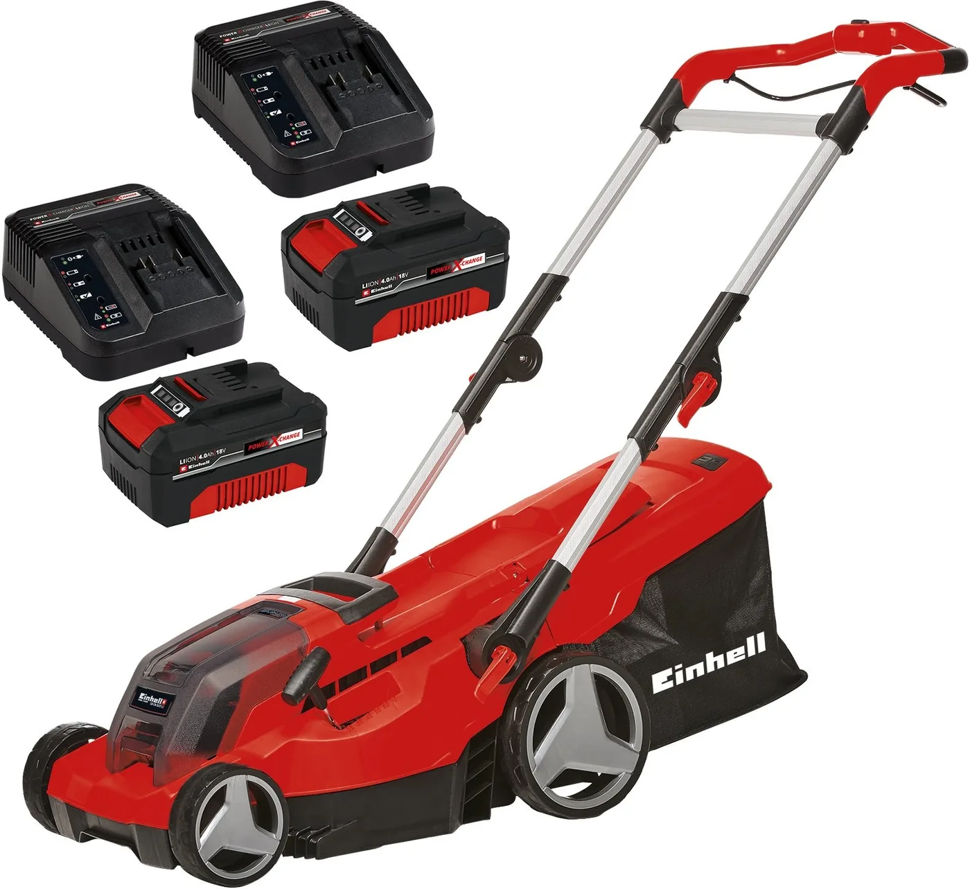 Akku-Rasenmäher EINHELL GE-CM 36/37 Li, 2 x 18 V, 2 x 4,0 Ah, 37 cm, 45 l