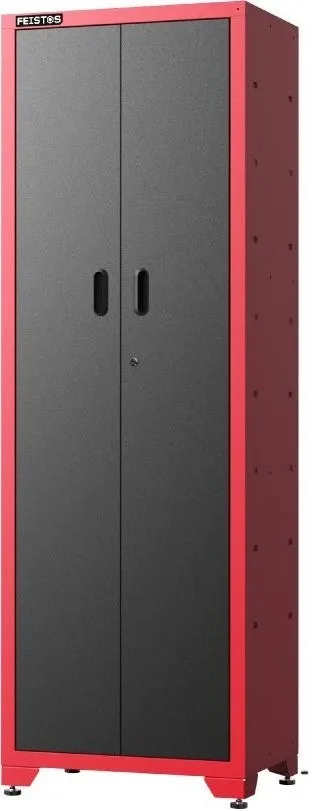 DoggyDolly Feistos Werkstattausstattung Hoher Schrank mit Flügeltüren Juno Solo Rot/Schwarz 66x46x198 cm