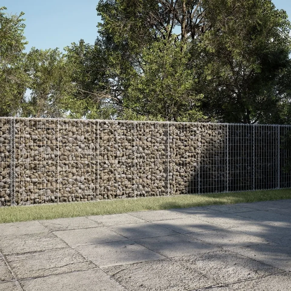 vidaXL vidaXL Gabionenkorb mit Deckel, 950 x 100 x 100 cm, verzinktes Eisen