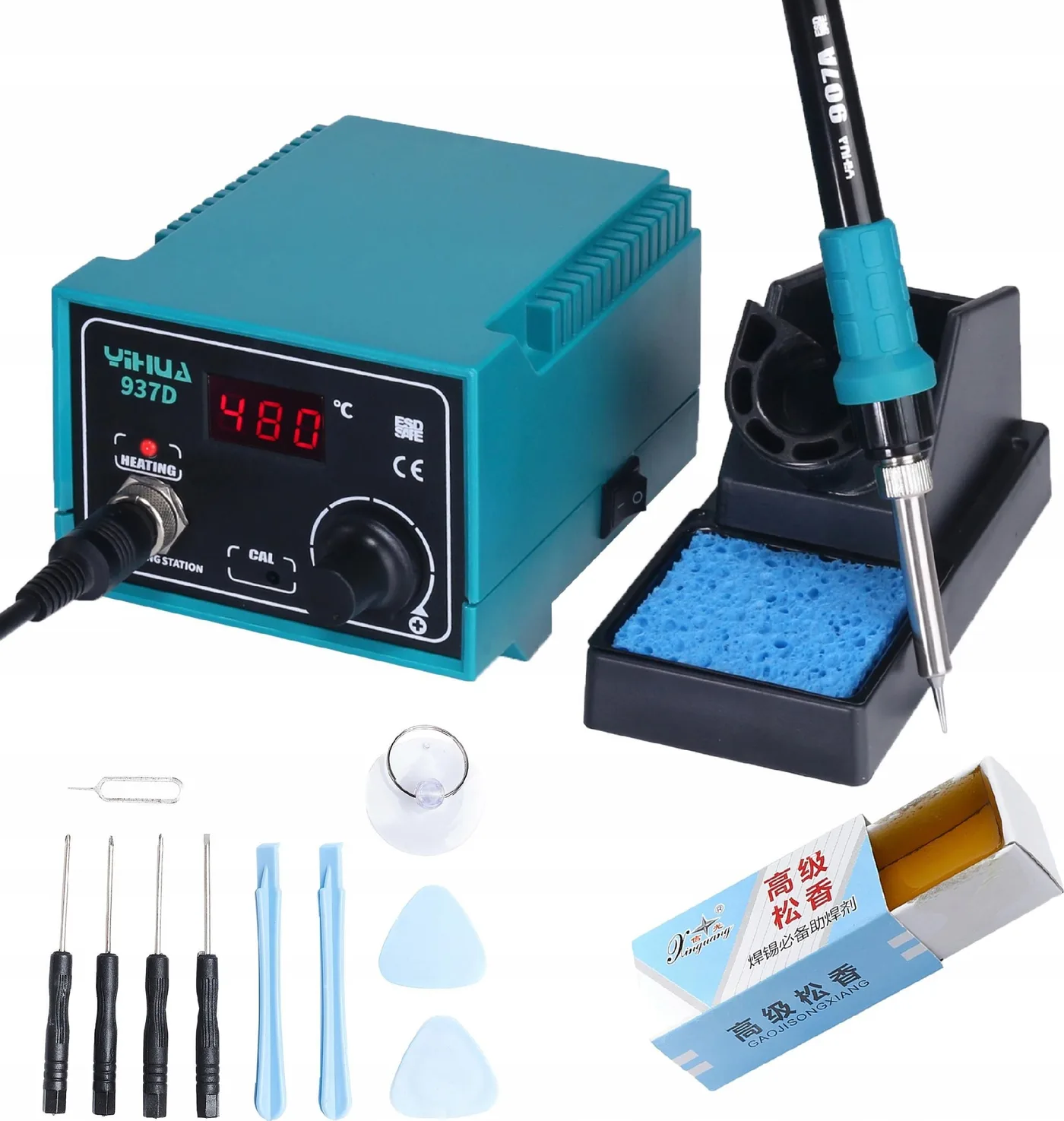 Techrebal Lötstation Yihua 937D + GSM-Werkzeugset 10-in-1 + Paste / Kolophonium zum Schutz vor Oxidation
