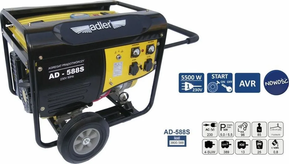 Adler AD-588S 5500 W 1-Phasen-Stromaggregat