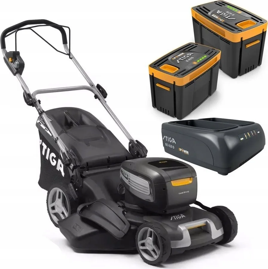 STIGA COMBI 50 V AE Akku-Rasenmäher mit Antrieb + 2 Akkus à 7,5 Ah + Doppel-Ladegerät