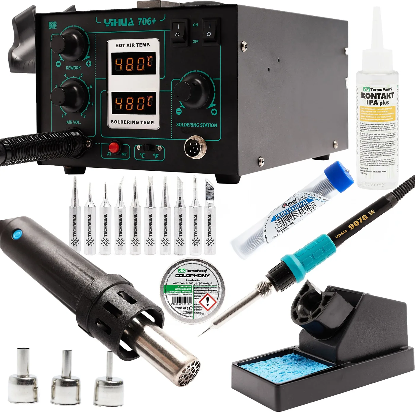 Techrebal Lötstation-Set Yihua 706 Lötspitzen KIT10