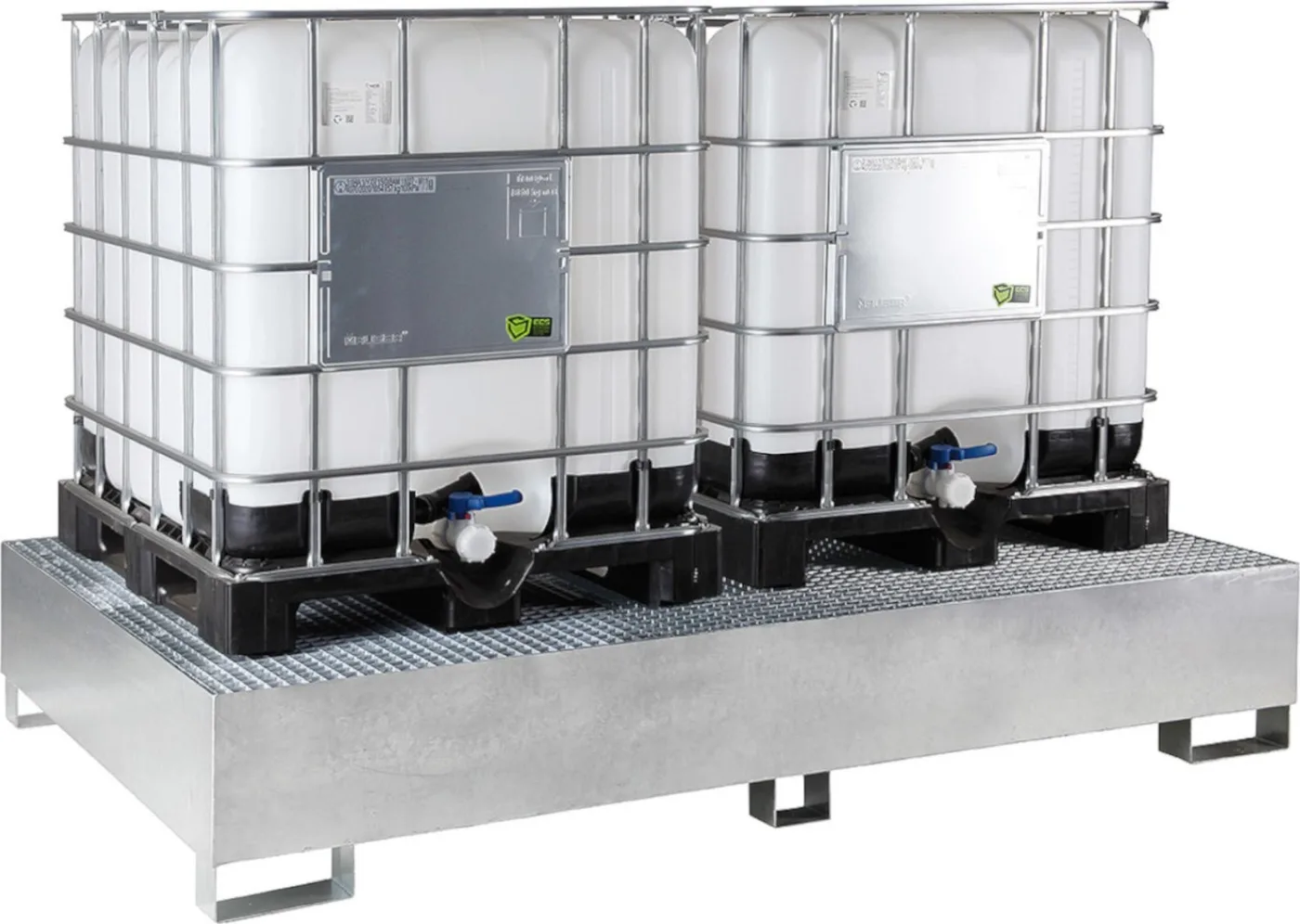 Meva Auffangwanne für den IBC-Palettenbehälter MAUZER 2 x 1000 l – verzinkt Auffangwanne für den IBC-Palettenbehälter