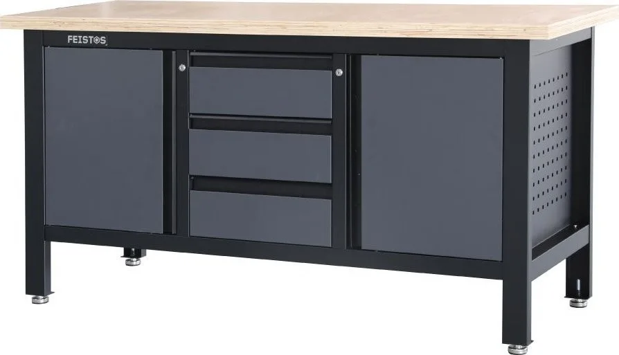 Bahco Feistos Werkstattausstattung Workbench Heros 2 inklusive perforierter Rückwand Anthrazit/Schwarz 169 x 60 x 87 cm