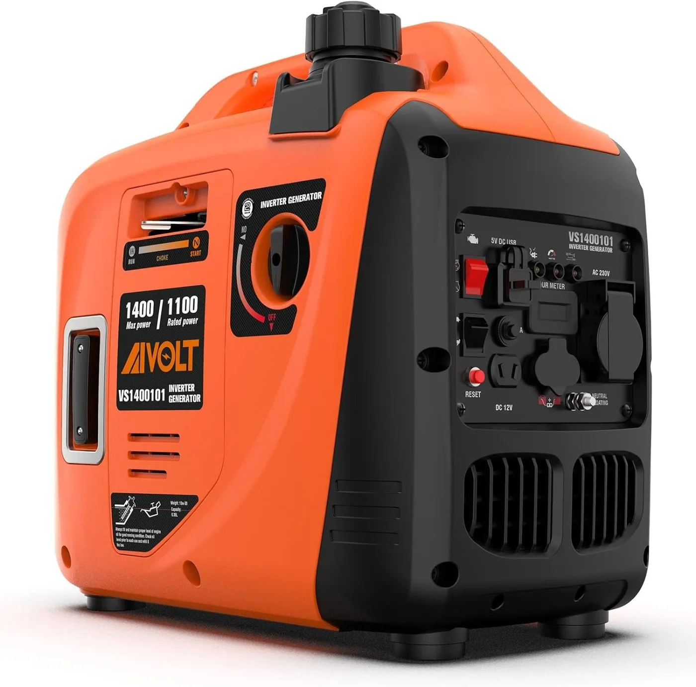 AIVOLT Stromaggregat 1400 W, tragbarer Benzingenerator, neu