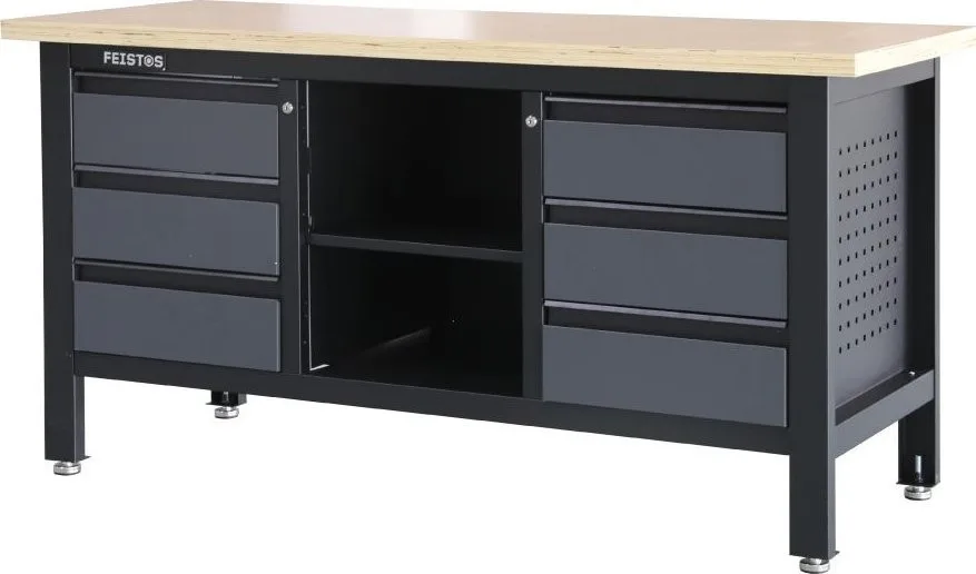 Bahco Feistos Werkstattausstattung Workbench Heros 3 Mit perforierter Rückwand Anthrazit/Schwarz 169 x 60 x 87 cm