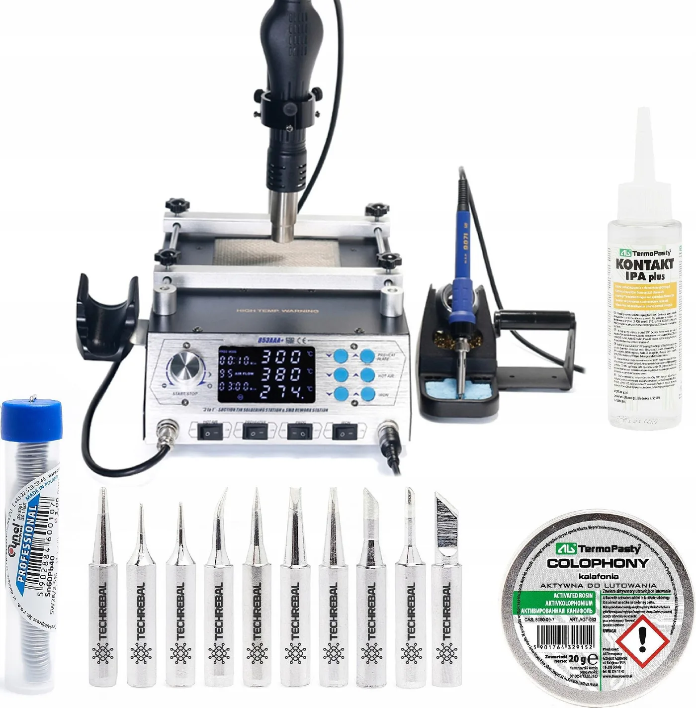 Techrebal Lötstation-Set YIHUA 853AAA+ KIT10