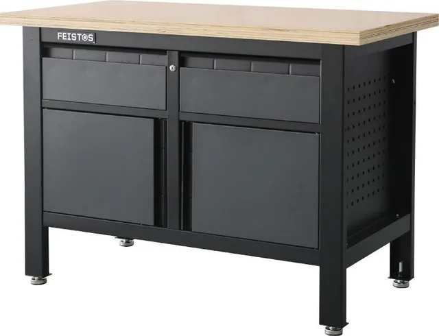 vidaXL Feistos Werkstattausstattung Werkbank Tito 3 mit Lochwand Anthrazit/Schwarz 120 x 60 x 87 cm