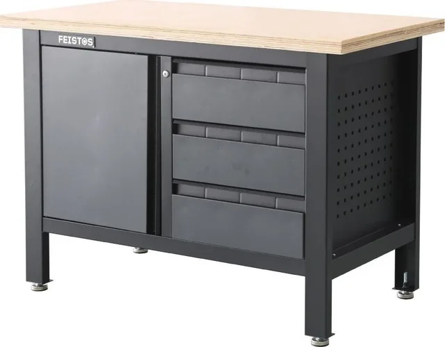 vidaXL Feistos Werkstattausstattung Werkbank Tito 1 inklusive Lochwand Anthrazit/Schwarz 120 x 60 x 87 cm