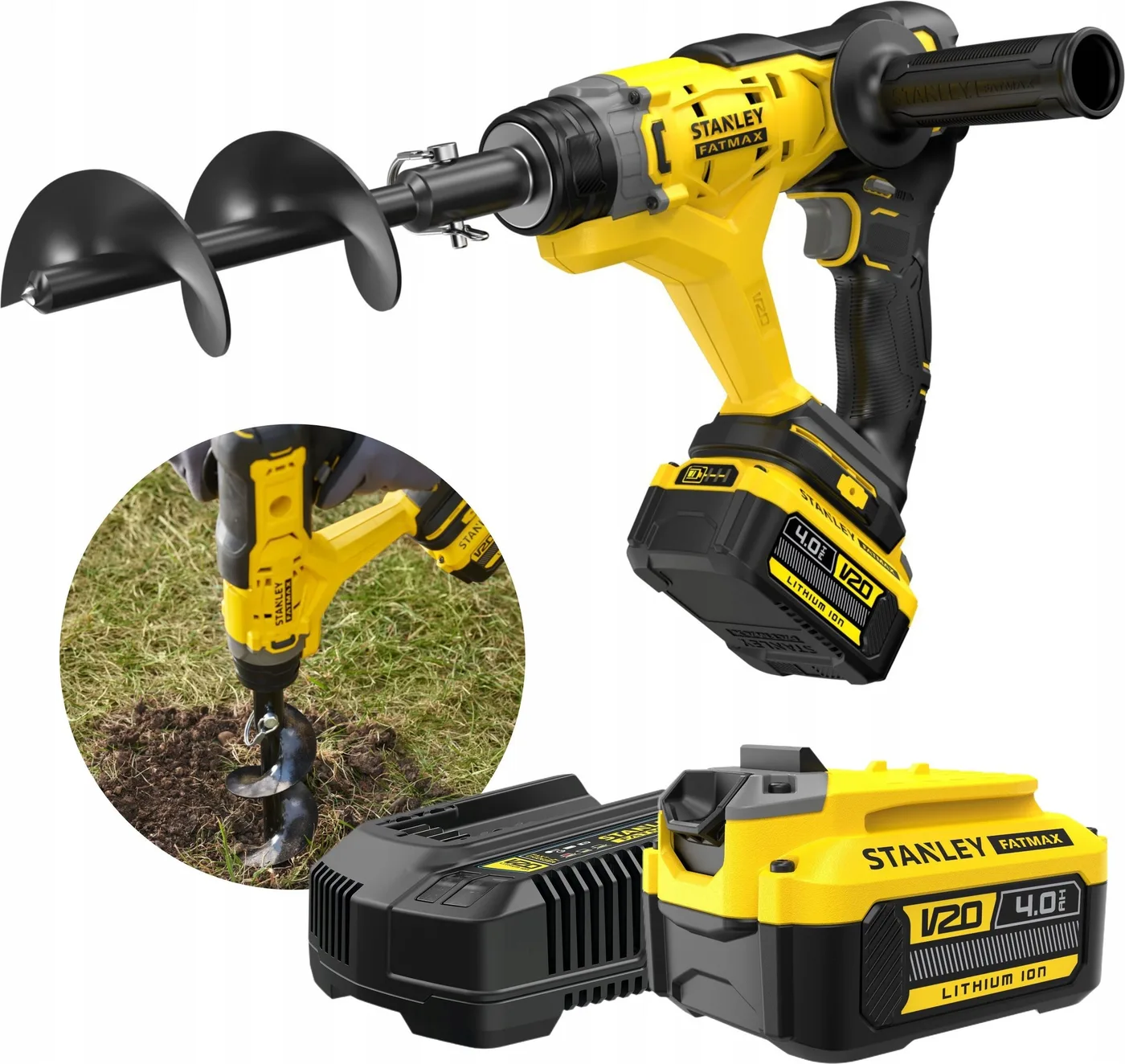 Stanley ST ERDBORRMASCHINE V20 SFMCGA75M1 1x4,0 Ah + BOHRER 76x155 mm
