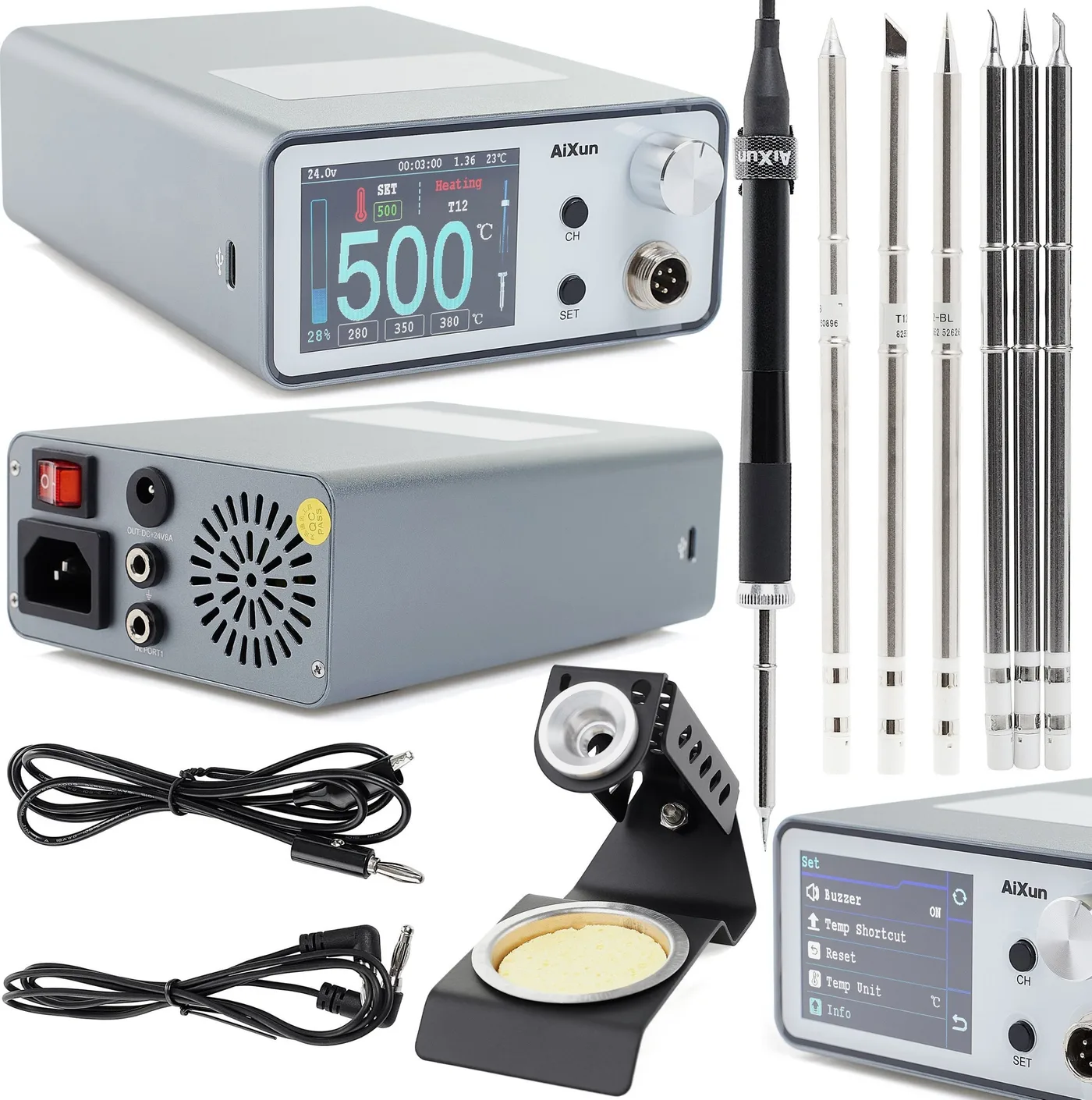 Lötstation 200 W Aixun T3A, 6x Lötspitzen T12, J02, KU, IL, B, BL, KR