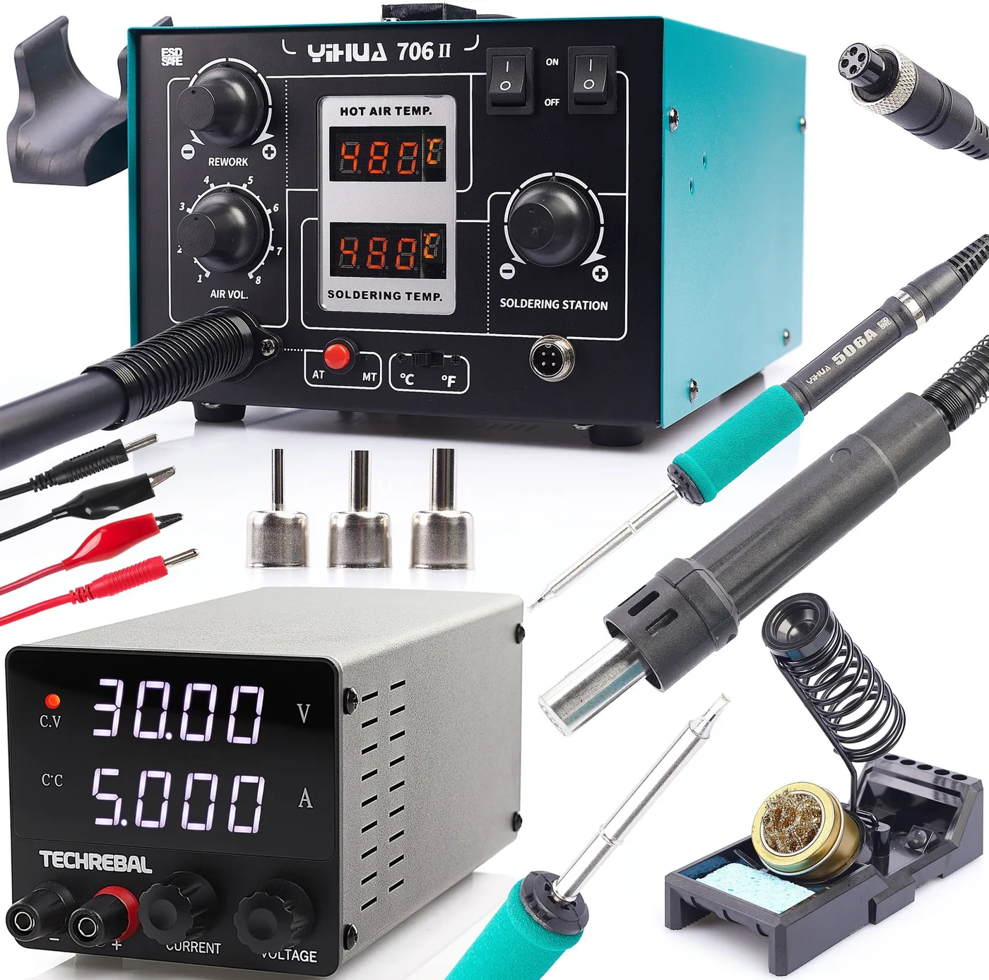 Professionelle 2-in-1-Lötstation Yihua 706 II + Netzteil 30 V, 5 A