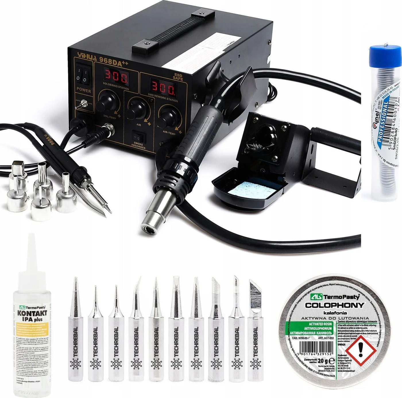 Techrebal Lötstation Yihua 968DA++ Lötspitzen KIT10