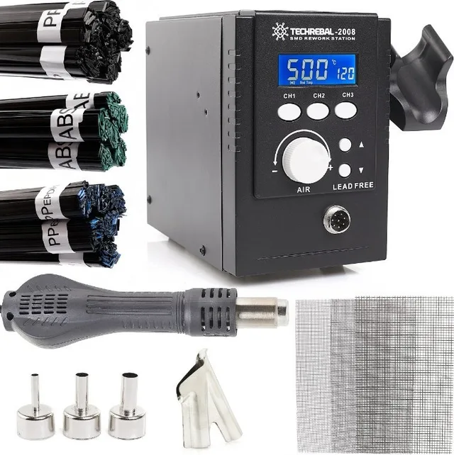Heißluft-Lötstation TECHREBAL 2008 Set mit 3x Lötmasken, 3x Lötpaste und Düsen