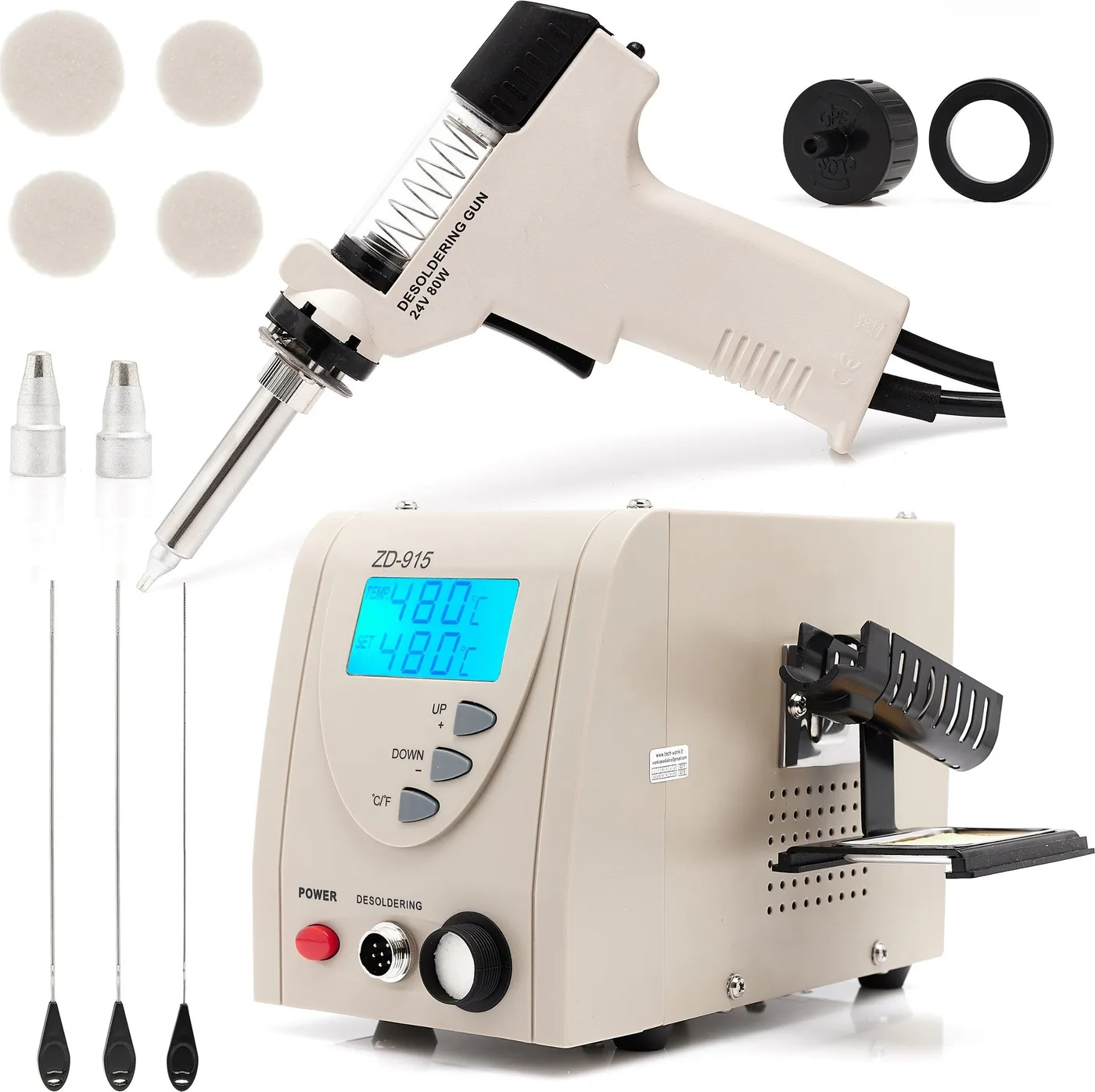 Techrebal Leistungsstarker Lötkolben ZD-915 140 W mit Halterung, Flussmittel und Lötband