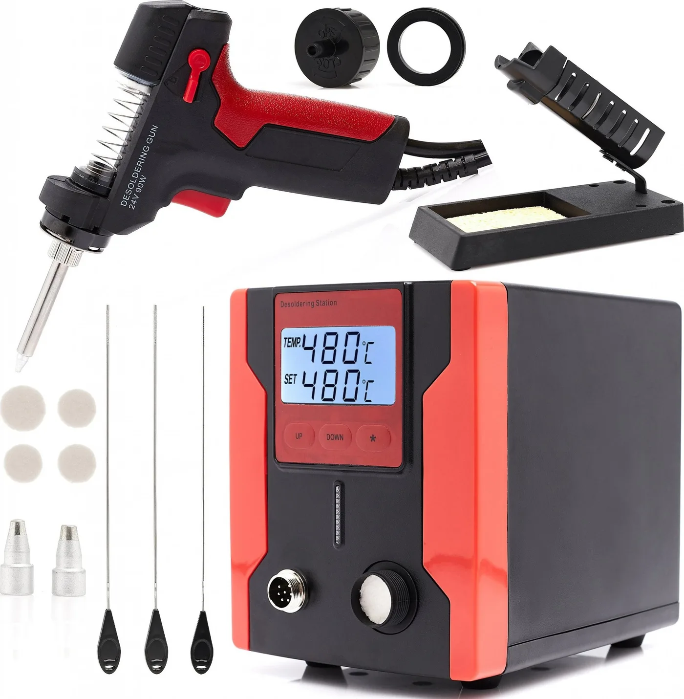 Techrebal Leistungsstarker Entlötkolben ZD-8915 SLEEP mit Halterung und Flussmittel-Set