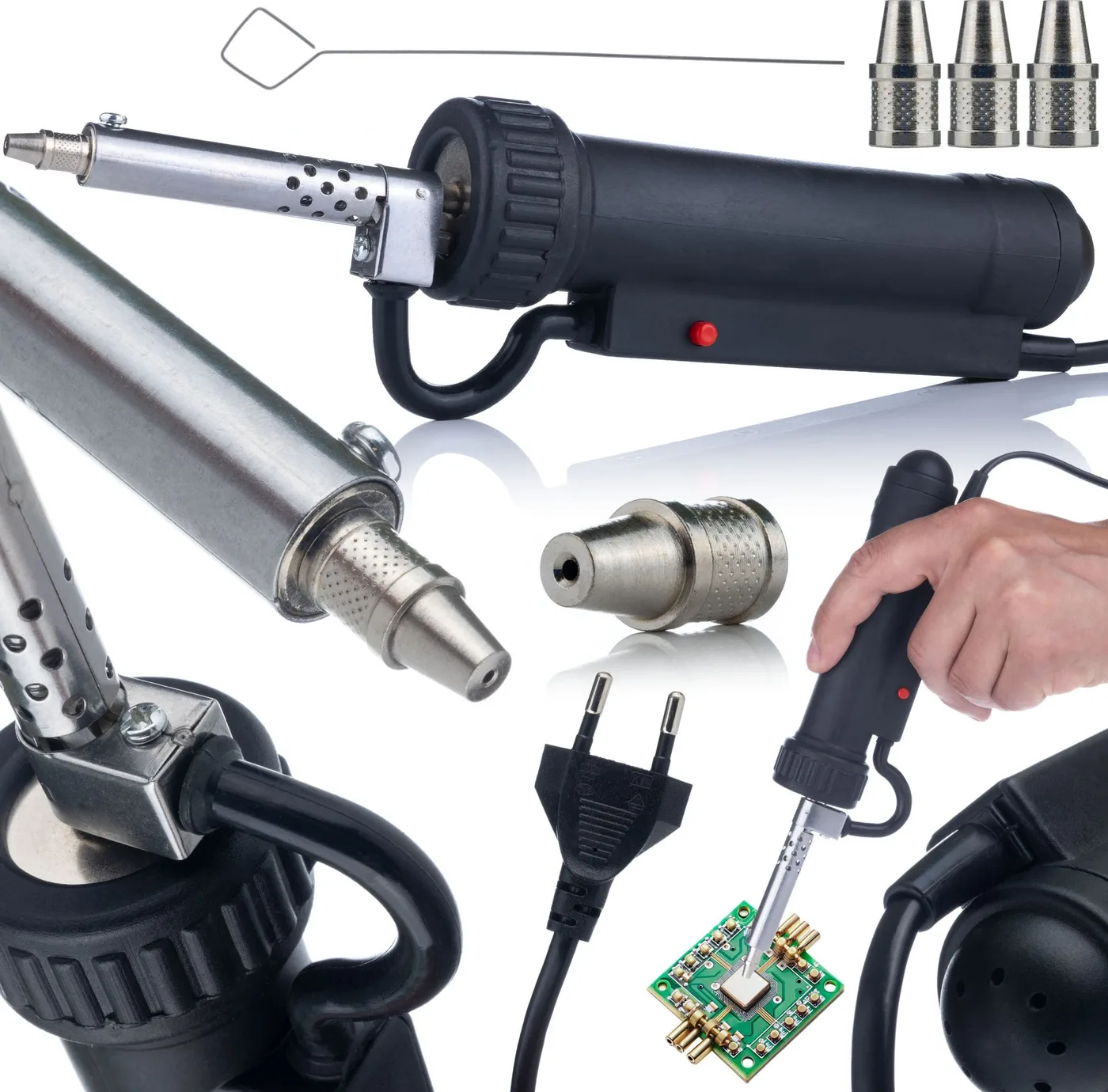 Rosfix Lötkolben mit elektrischem Absauggerät für Zinn, leistungsstark, 350 W, 3 Spitzen