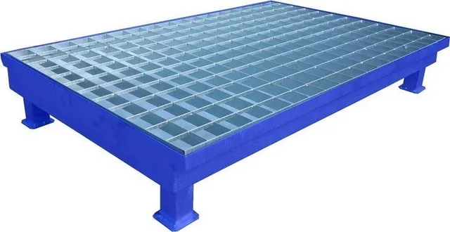 WiZ Stahl-Auffangwanne mit Gitterrost, Fassungsvermögen 100 l, Maße 1200 x 800 x 200 mm