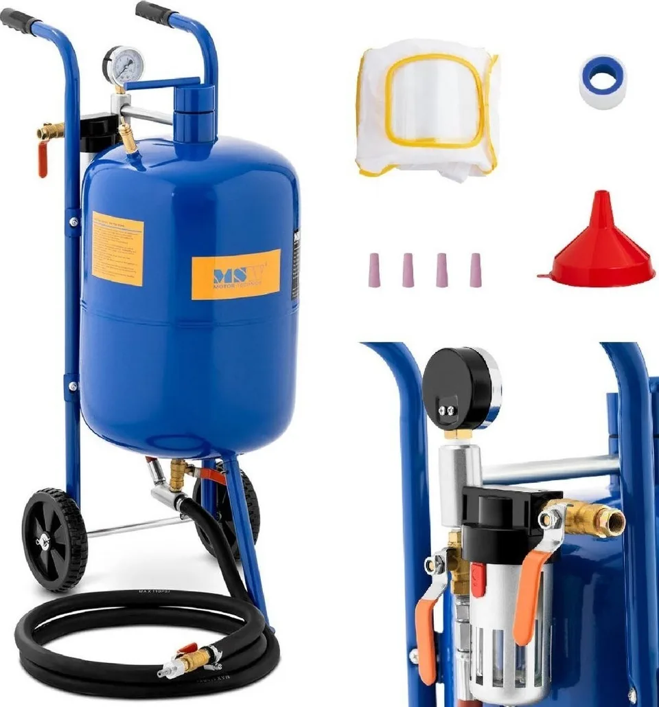 MSW Mobiler Siphon-Sandstreuer mit Druckregelung 60–125 psi, 40 l